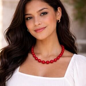 Vintage Red Bead Necklace 24” Single Strand Classic 1950s Style – Hey Viv